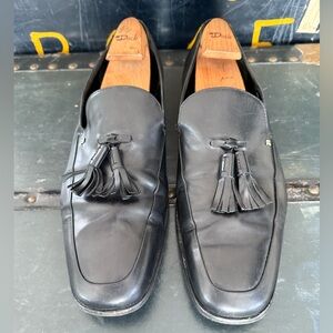 Bally Black Leather Tassel Loafers